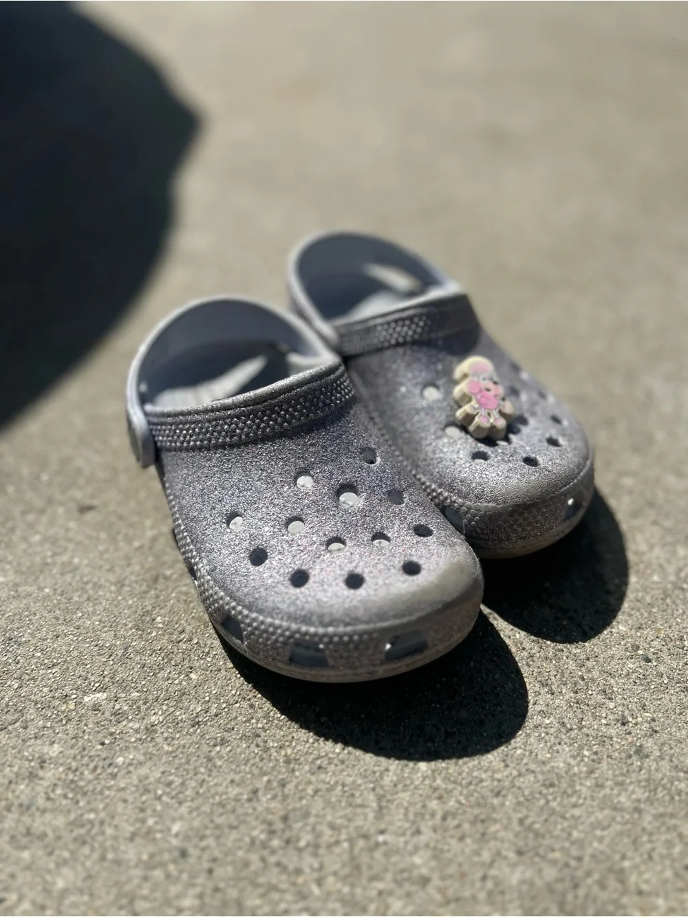 CROCS Kids Glitter Slip-On Clogs - Light Purple/Silver size 10C